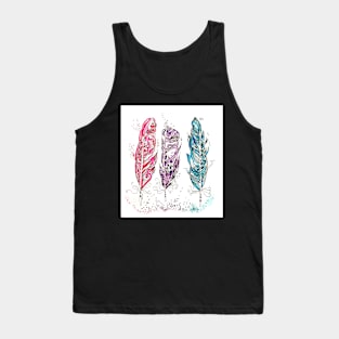 Colourful Illustrated Feathers Tank Top